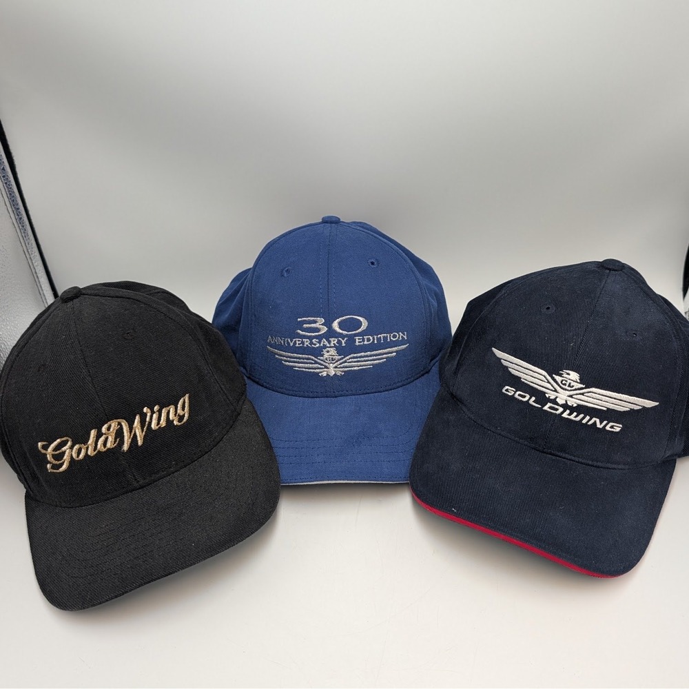 Honda GoldWing Hat Bundle 30th Anniversary Edition Black Blue Navy Caps Set 3